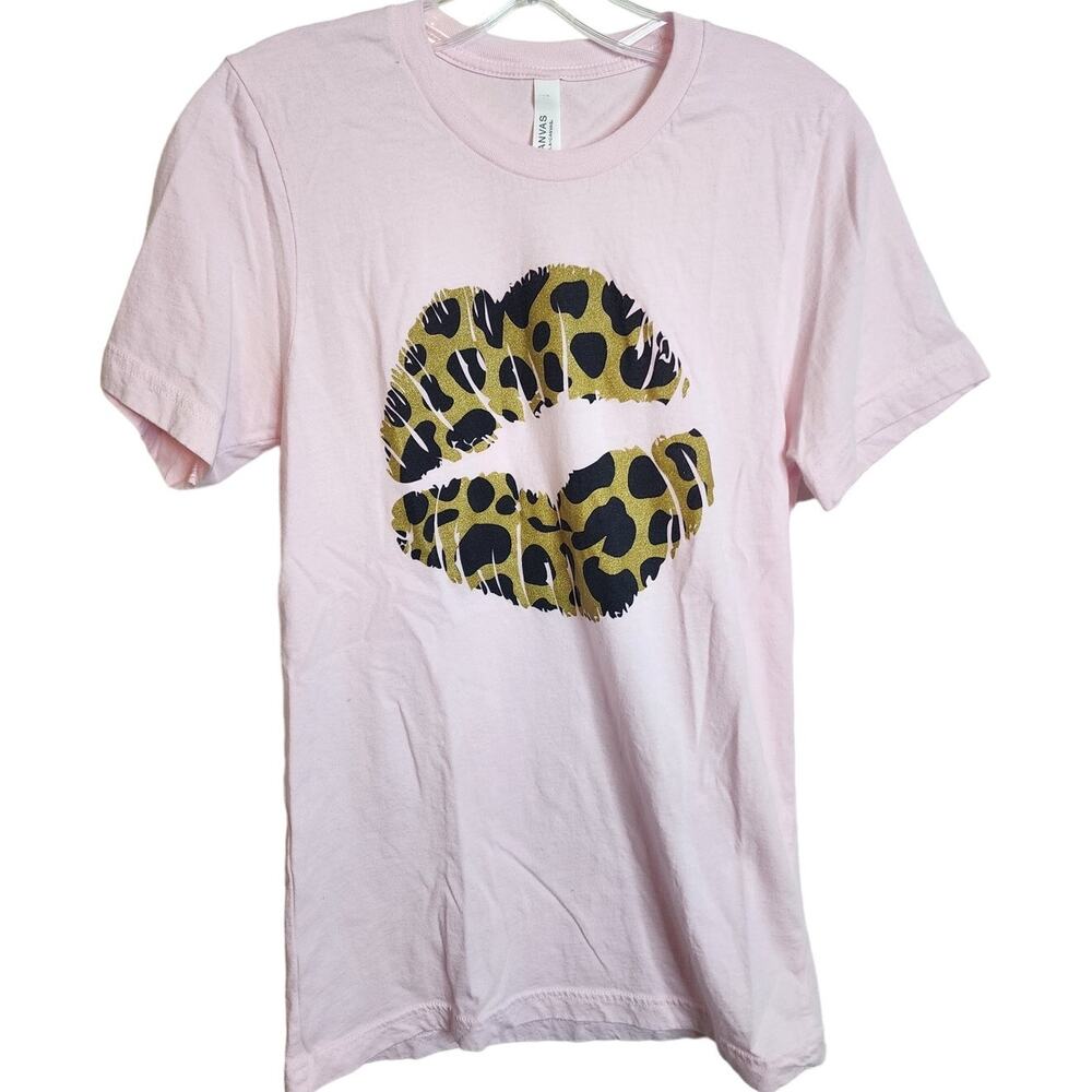 Bella+Canvas Animal Print Lips Tee, Pink, Small